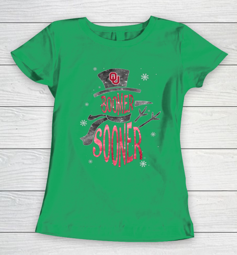 Oklahoma Sooners Christmas Snowman Women's T-Shirt 5
