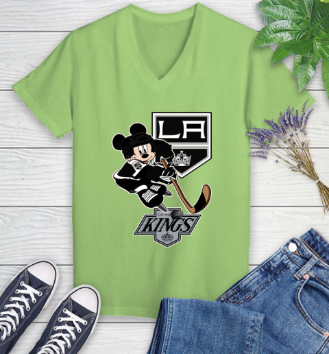 Los Angeles Kings Mickey Mouse Disney Hockey T Shirt Women's V-Neck T-Shirt 25