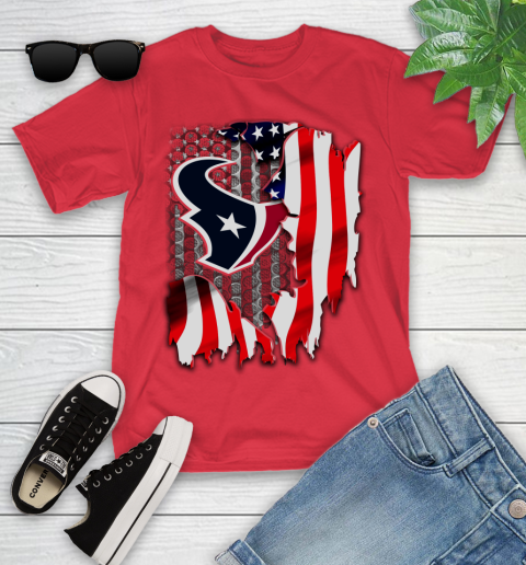 Houston Texans NFL Football American Flag Youth T-Shirt 13