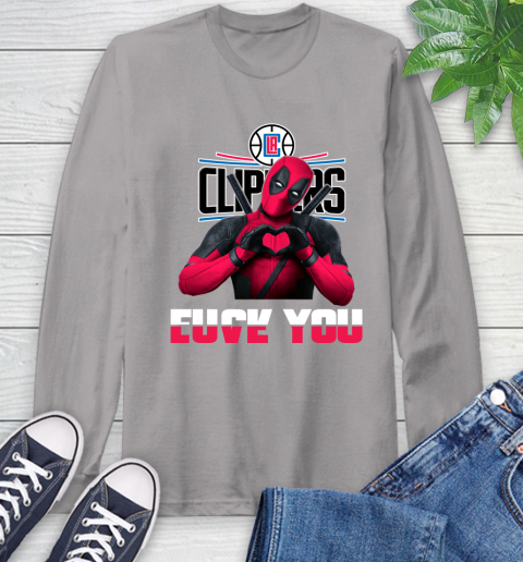 NBA LA Clippers Deadpool Love You Fuck You Basketball Long Sleeve T-Shirt 6