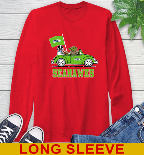 NFL Football Seattle Seahawks Darth Vader Baby Yoda Driving Star Wars Shirt Long Sleeve T-Shirt 10