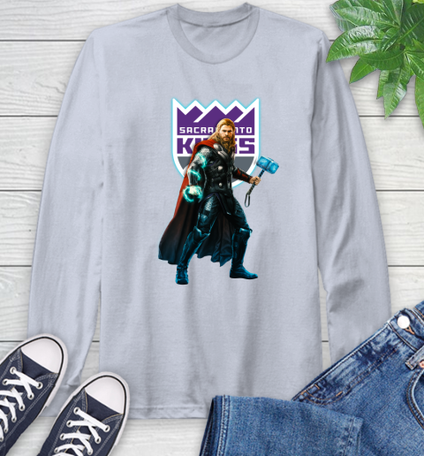 NBA Thor Avengers Endgame Basketball Sacramento Kings Long Sleeve T-Shirt 6