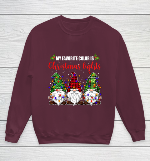 My Favorite Color Is Christmas Light Gnome Merry Christmas Youth Sweatshirt 4