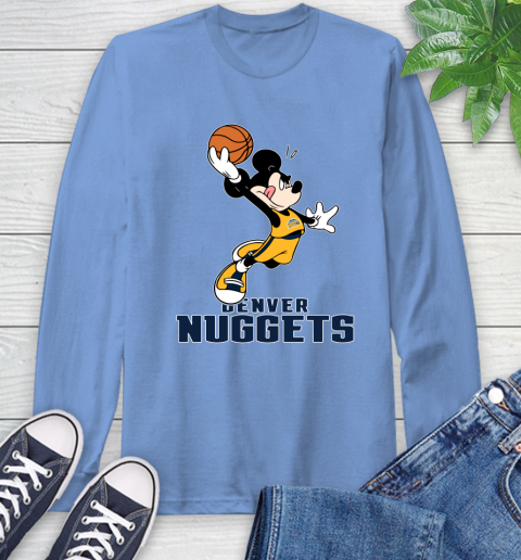 NBA Basketball Denver Nuggets Cheerful Mickey Mouse Shirt Long Sleeve T-Shirt 12