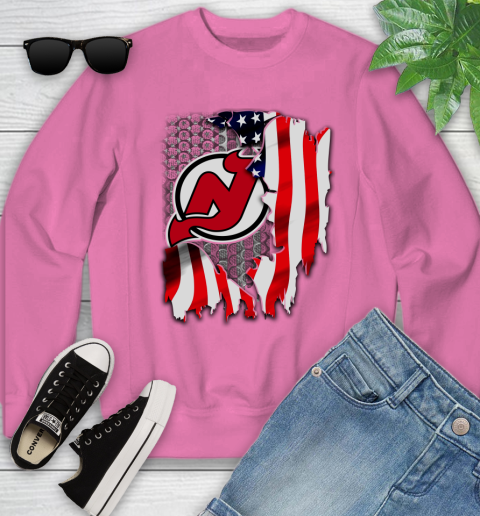 New Jersey Devils NHL Hockey American Flag Youth Sweatshirt 6
