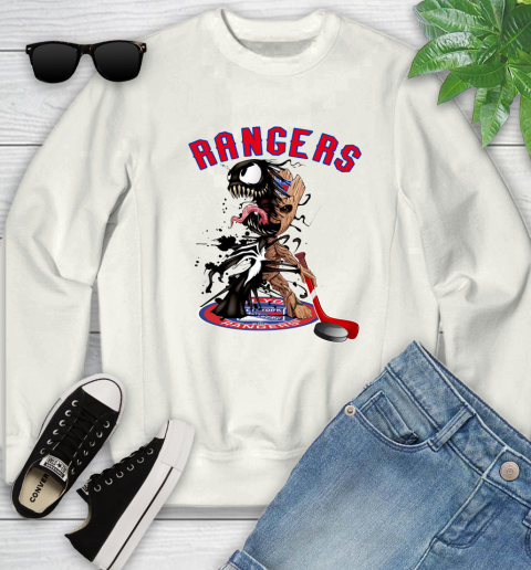 NHL New York Rangers Hockey Venom Groot Guardians Of The Galaxy Youth Sweatshirt