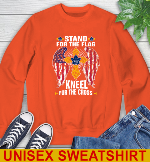 NHL Hockey Toronto Maple Leafs Stand For Flag Kneel For The Cross Shirt Sweatshirt 3
