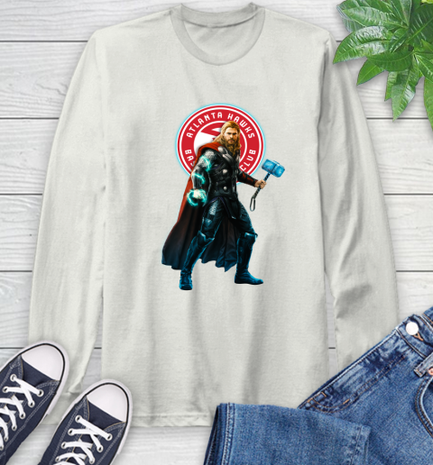 NBA Thor Avengers Endgame Basketball Atlanta Hawks Long Sleeve T-Shirt 12