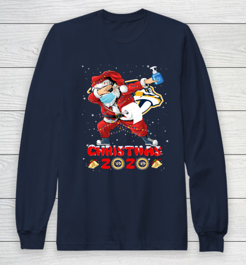 Nashville Predators Funny Santa Claus Dabbing Christmas 2020 NHL Long Sleeve T-Shirt 2