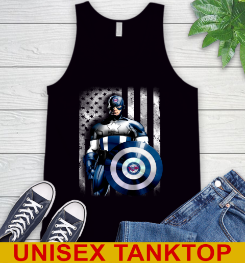 Minnesota Twins MLB Baseball Captain America Marvel Avengers American Flag Shirt Tank Top