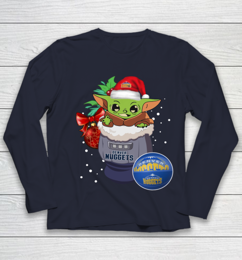 Denver Nuggets Christmas Baby Yoda Star Wars Funny Happy NBA Youth Long Sleeve 3
