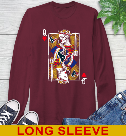 NFL Football Houston Texans The Queen Of Hearts Card Shirt Long Sleeve T-Shirt 7