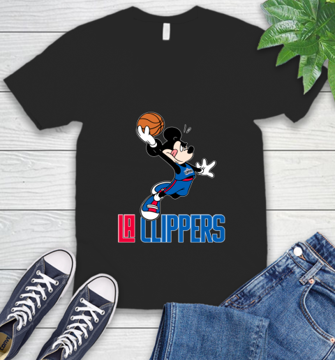 NBA Basketball LA Clippers Cheerful Mickey Mouse Shirt V-Neck T-Shirt