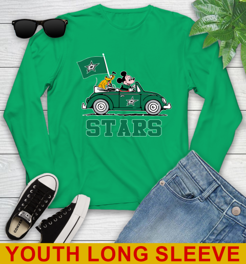 NHL Hockey Dallas Stars Pluto Mickey Driving Disney Shirt Youth Long Sleeve 7