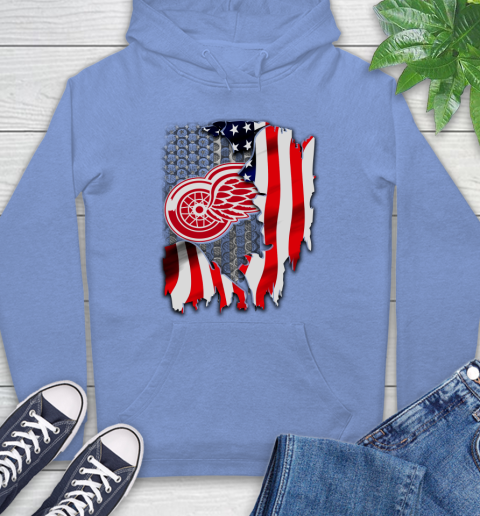 Detroit Red Wings NHL Hockey American Flag Hoodie 11