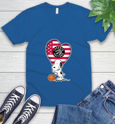 Toronto Raptors NBA Basketball The Peanuts Movie Adorable Snoopy V-Neck T-Shirt 6