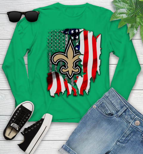 New Orleans Saints NFL Football American Flag Youth Long Sleeve 7
