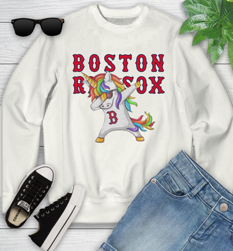 Boston Red Sox MLB Baseball Funny Unicorn Dabbing Sports Youth Sweatshirt