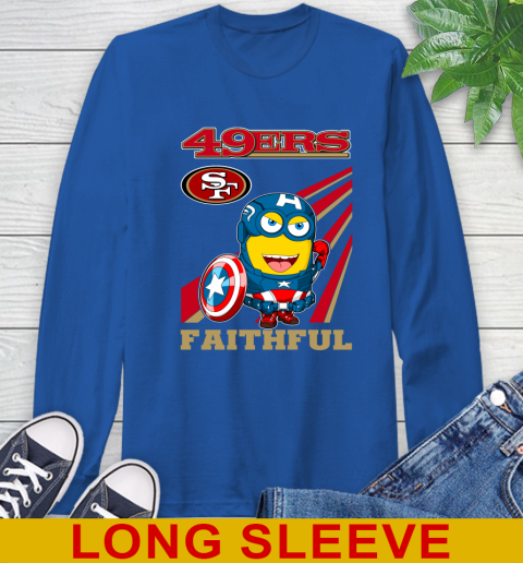 NFL Football San Francisco 49ers Captain America Marvel Avengers Minion Faithful Shirt Long Sleeve T-Shirt 11