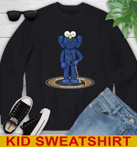 NHL Hockey Anaheim Ducks Kaws Bff Blue Figure Shirt Youth Sweatshirt 3 NHL Hockey Anaheim Ducks Kaws Bff Blue Figure Shirt Youth Sweatshirt - Image 3