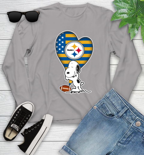 Pittsburgh Steelers NFL Football The Peanuts Movie Adorable Snoopy Youth Long Sleeve 5