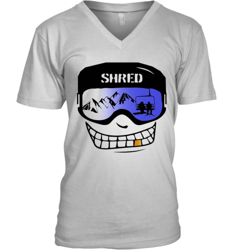 Shred Snowboard Shred Face Color V-Neck T-Shirt