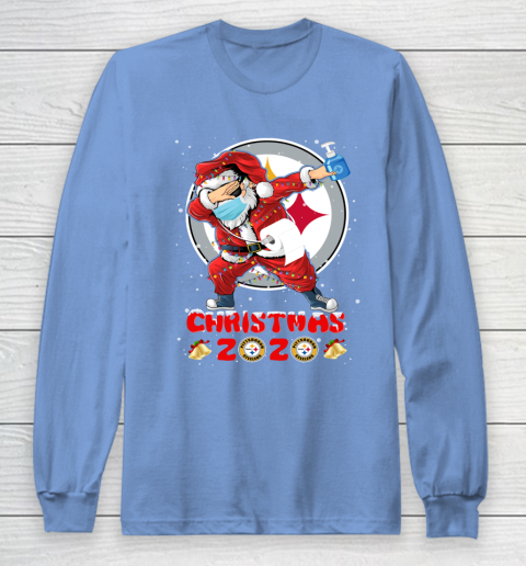 Pittsburgh Steelers Funny Santa Claus Dabbing Christmas 2020 NFL Long Sleeve T-Shirt 8