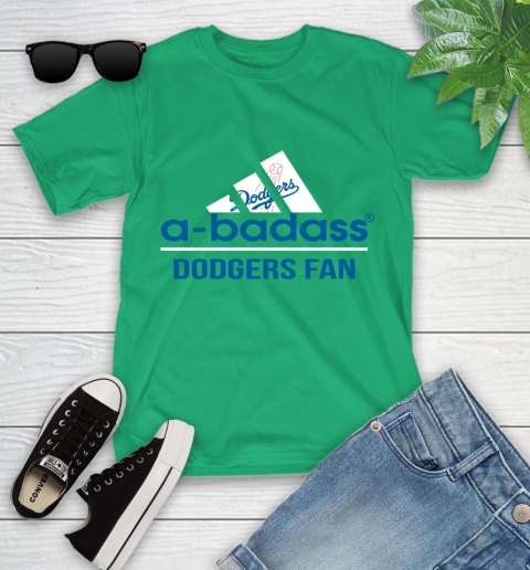 MLB A Badass Los Angeles Dodgers Fan Adidas Baseball Sports Youth T-Shirt 8