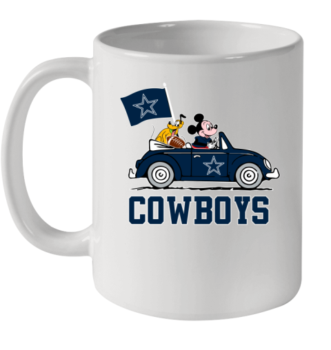 NFL Football Dallas Cowboys Pluto Mickey Driving Disney Shirt Ceramic Mug 11oz