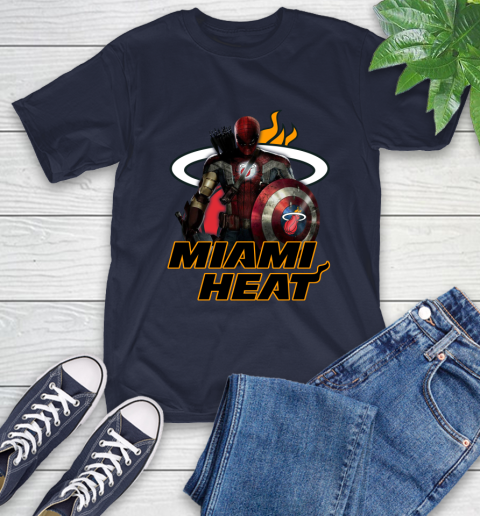 Miami Heat NBA Basketball Captain America Thor Spider Man Hawkeye Avengers T-Shirt 4