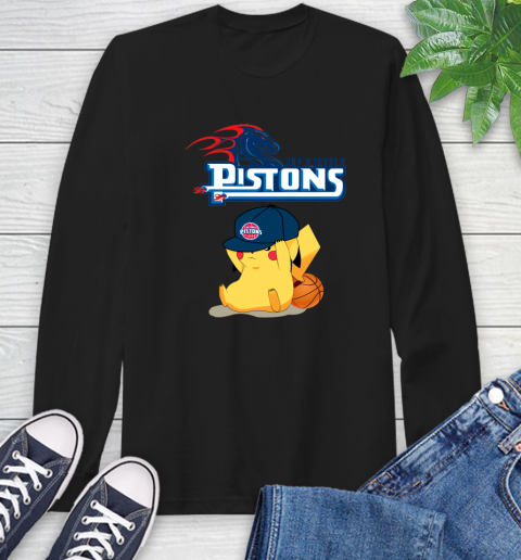 NBA Pikachu Basketball Sports Detroit Pistons Long Sleeve T-Shirt 2