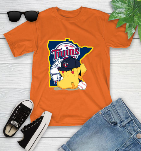 MLB Pikachu Baseball Sports Minnesota Twins Youth T-Shirt 7