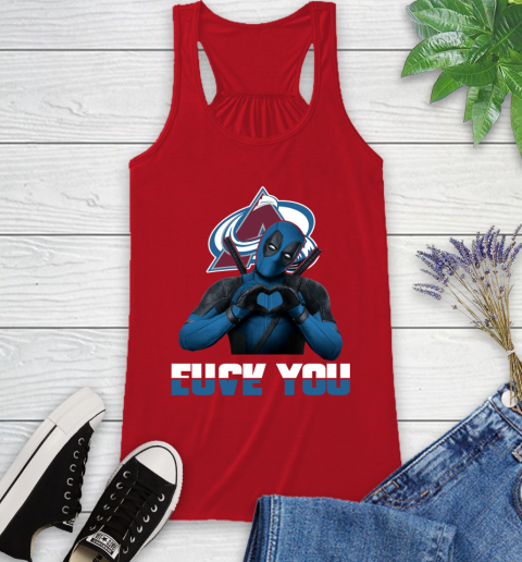 NHL Colorado Avalanche Deadpool Love You Fuck You Hockey Sports Racerback Tank 5