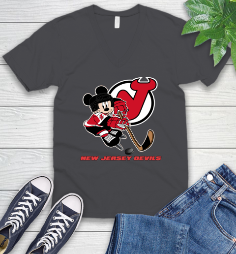 NHL New Jersey Devils Mickey Mouse Disney Hockey T Shirt V-Neck T-Shirt 5