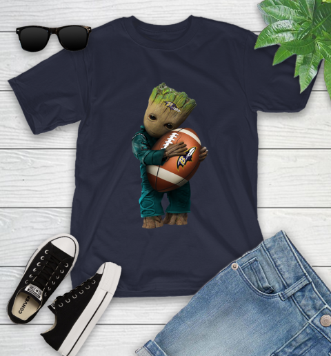 NFL Groot Guardians Of The Galaxy Football Sports Baltimore Ravens Youth T-Shirt - Image 4