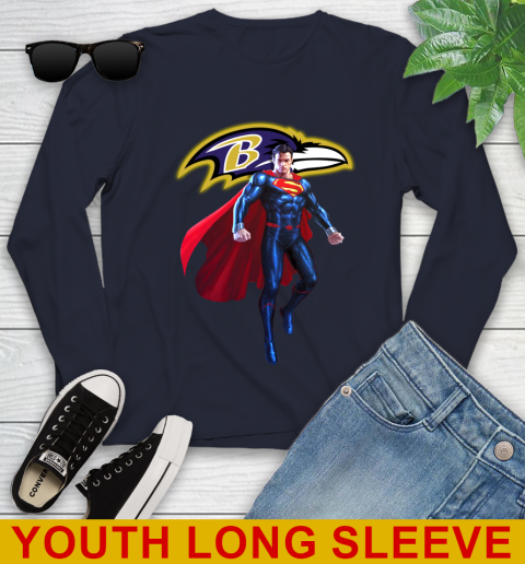 NFL Superman DC Sports Football Baltimore Ravens Youth Long Sleeve 3