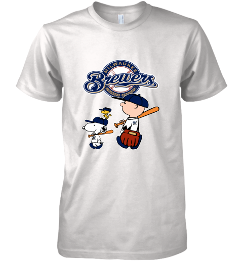 Milwaukee Brewers Let's Play Baseball Together Snoopy MLB Premium Men's T-Shirt