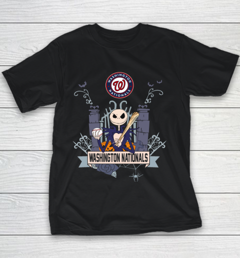 MLB Washington Nationals Baseball Jack Skellington Halloween Youth T-Shirt