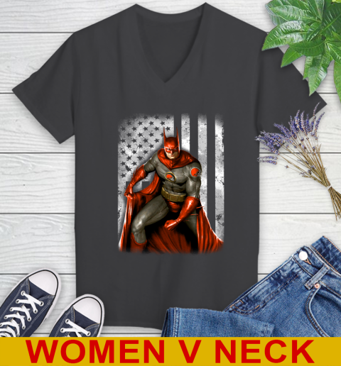 Cleveland Browns NFL Football Batman DC American Flag Shirt Women's V-Neck T-Shirt 8
