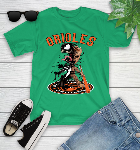 MLB Baltimore Orioles Baseball Venom Groot Guardians Of The Galaxy Youth T-Shirt 6