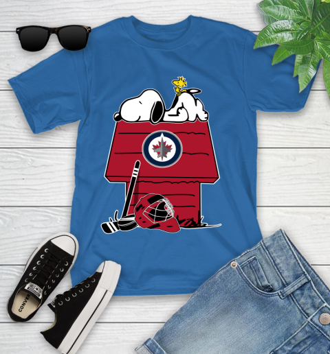 Winnipeg Jets NHL Hockey Snoopy Woodstock The Peanuts Movie Youth T-Shirt 9