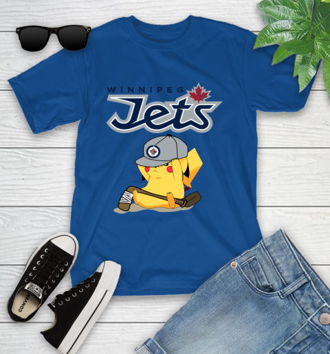 NHL Pikachu Hockey Sports Winnipeg Jets Youth T-Shirt 9