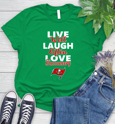 NFL Football Tampa Bay Buccaneers Live Well Laugh Often Love Shirt Women's T-Shirt 7