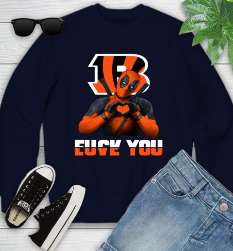 NHL Cincinnati Bengals Deadpool Love You Fuck You Football Sports Youth Sweatshirt 2