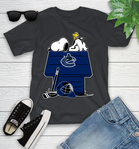 Vancouver Canucks NHL Hockey Snoopy Woodstock The Peanuts Movie Youth T-Shirt 2
