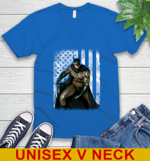 Green Bay Packers NFL Football Batman DC American Flag Shirt V Neck T Shirt Tee For Sports