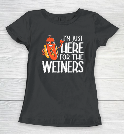 Funny Hot Dog I'm Just Here For The Wieners Sausage Women's T-Shirt