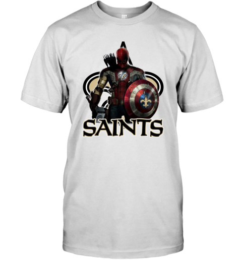 NFL Captain America Thor Spider Man Hawkeye Avengers Endgame Football New Orleans Saints T-Shirt