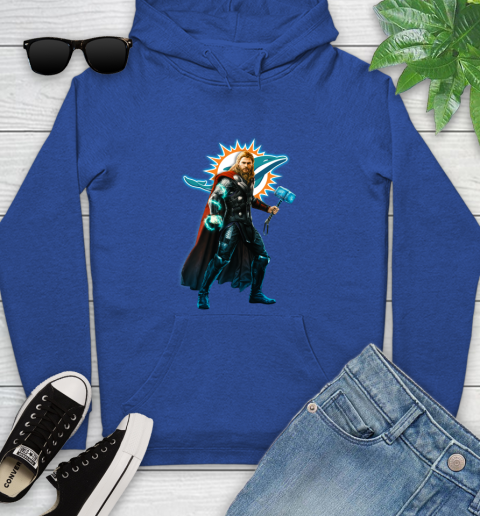 NFL Thor Avengers Endgame Football Miami Dolphins Youth Hoodie 9