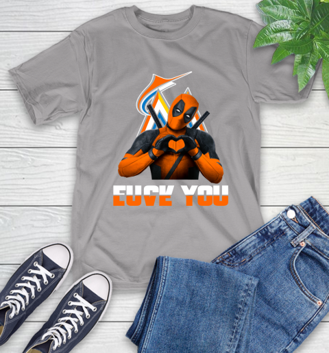 MLB Miami Marlins Deadpool Love You Fuck You Baseball Sports T-Shirt 6